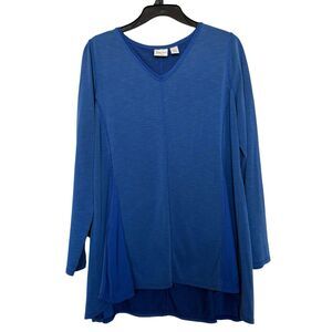 Chico’s ZENERGY Women’s Sz 1(M) Belladonna Blue Long Sleeve Tunic Top